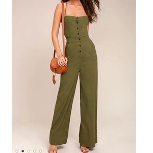 lulus | Olive Green Backless Jumpsuit